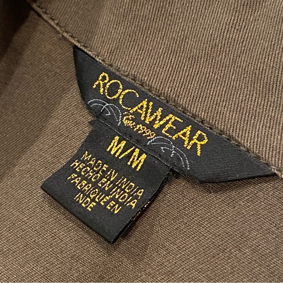 Vintage ROCAWEAR Army Green Military Style Jacket Women's Size M Gold Buttons - Picture 3 of 16